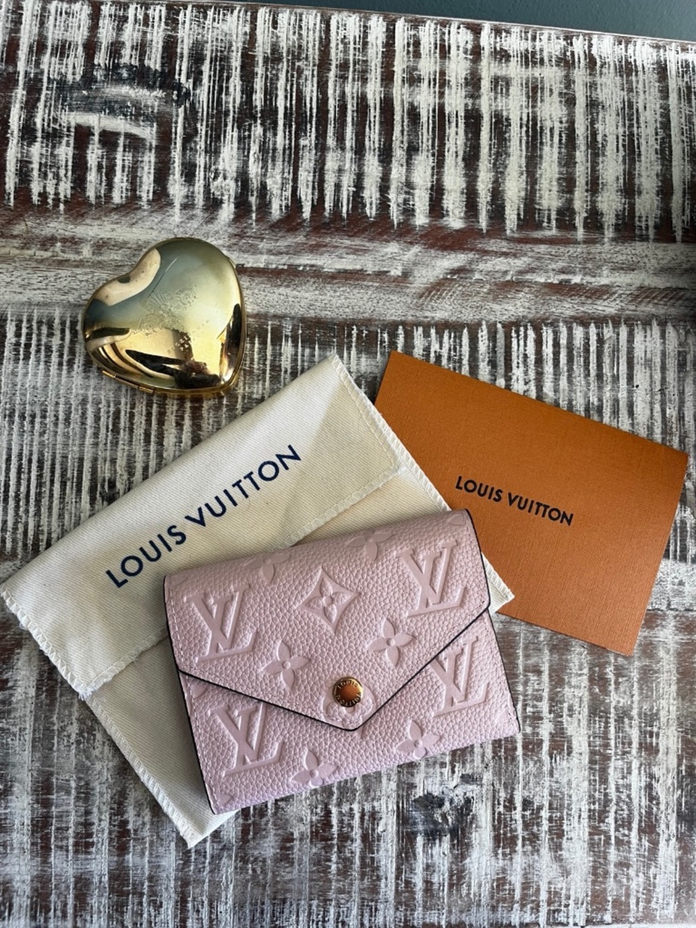 Louis Vuitton Embossed Pink Leather Wallet